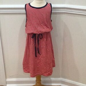Red and white striped dress with blue trim girls size 12